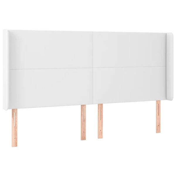 vidaXL T&ecirc;te de lit avec oreilles Blanc 163x16x118/128 cm Similicuir