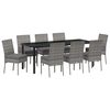 vidaXL Ensemble de salle &agrave; manger pour jardin 9 pcs Gris