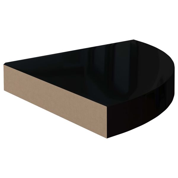 vidaXL Étagères d'angle flottantes 4 pcs noir brillant 25x25x3,8cm MDF