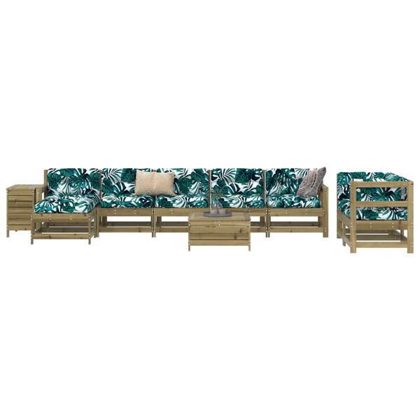 vidaXL Salon de jardin 10 pcs bois de pin impr&eacute;gn&eacute;