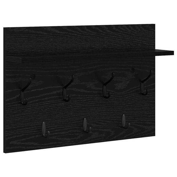 vidaXL Porte-manteau mural avec étagère Chêne noir 60 x 40 x 12 cm