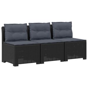 vidaXL Canap&eacute; de jardin 3 places avec coussins look rattan PP