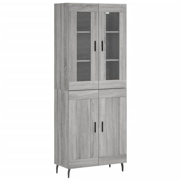 vidaXL Buffet haut Sonoma gris 69,5x34x180 cm Bois d'ing&eacute;nierie