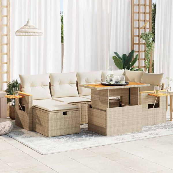 vidaXL Salon de jardin avec coussins 8 pcs beige r&eacute;sine tress&eacute;e