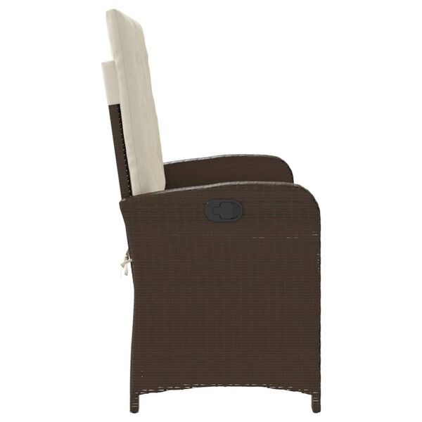 vidaXL Banc inclinable de jardin avec coussins marron r&eacute;sine tress&eacute;e