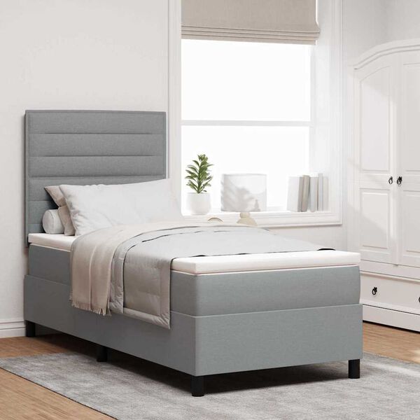 vidaXL Lit &agrave; ressorts avec matelas Gris clair 100 x 200 cm tissu