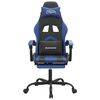 vidaXL Chaise de jeu pivotante et repose-pied Noir et bleu Similicuir