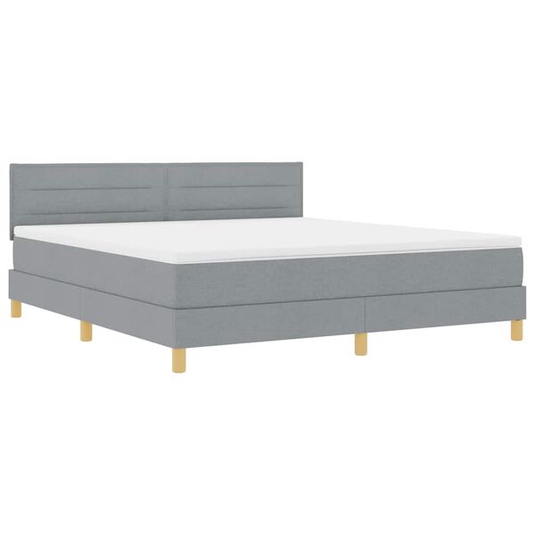vidaXL Lit &agrave; ressorts avec matelas Gris clair 180 x 200 cm tissu