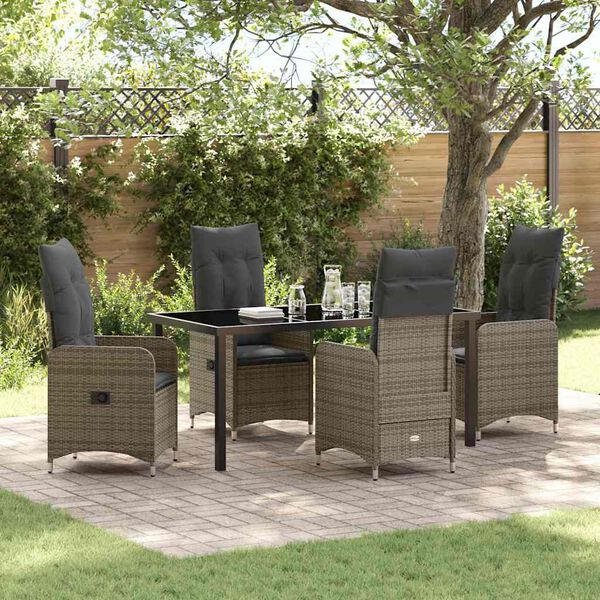 vidaXL Ensemble de salle &agrave; manger pour jardin 5 pcs Gris polyrotin