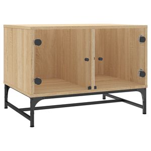 vidaXL Table basse avec portes en verre ch&ecirc;ne sonoma 68,5x50x50 cm