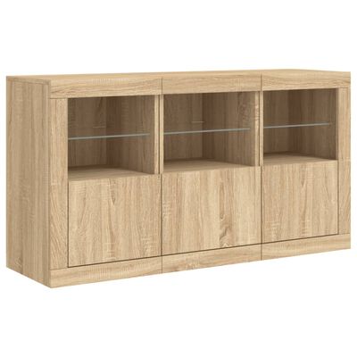 vidaXL Buffet avec lumières LED chêne sonoma 123x37x67 cm