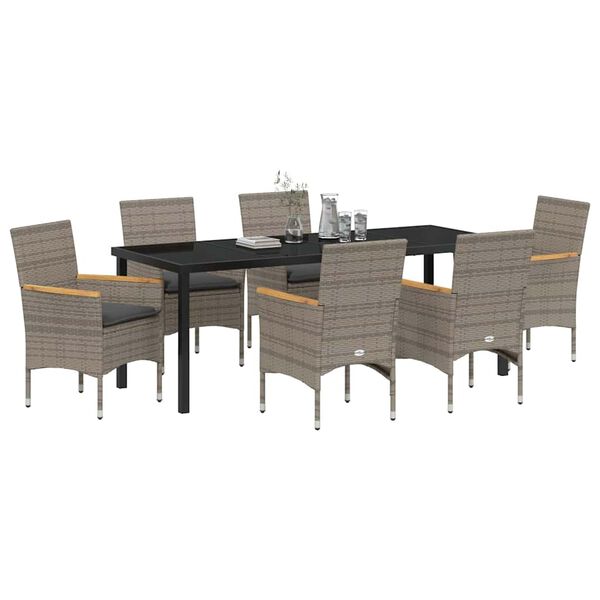 vidaXL Ensemble de salle &agrave; manger pour jardin 7 pcs Gris polyrotin