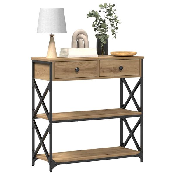 vidaXL Table Console avec tiroir ch&ecirc;ne artisanal 75 x 28 x 75 cm