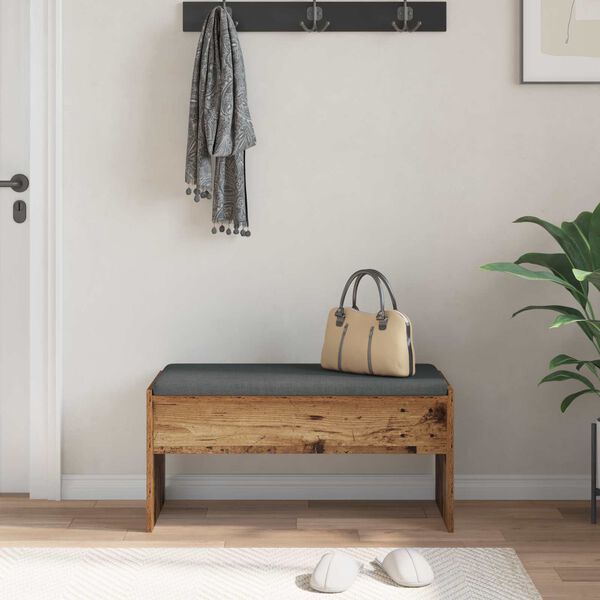 vidaXL Banc d'entr&eacute;e avec coussin Bois ancien 83 x 38 x 40 cm