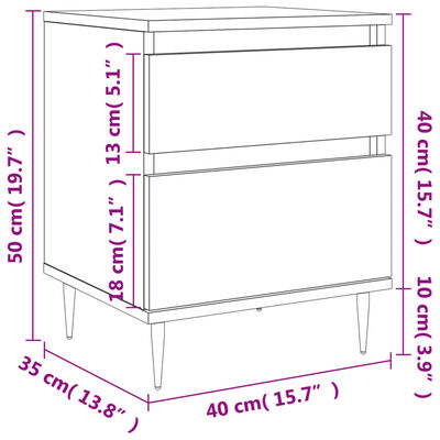 vidaXL Tables de chevet 2 pcs chêne marron 40x35x50 cm bois ingénierie