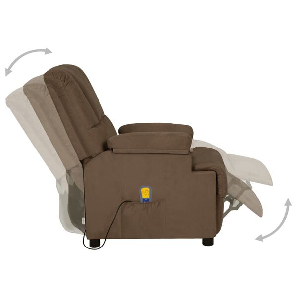 vidaXL Fauteuil de massage Marron Similicuir daim