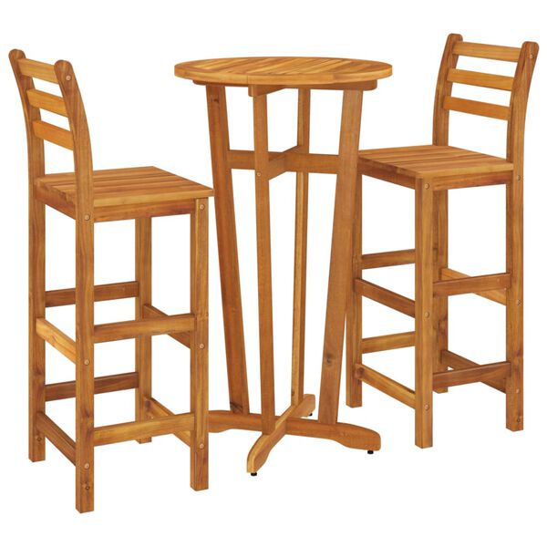 vidaXL Ensemble de bar de jardin 3 pcs bois d'acacia solide