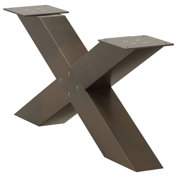 vidaXL Pieds de table basse en forme de X, 2 pi&egrave;ces, acier naturel, 70 x (30-31) cm