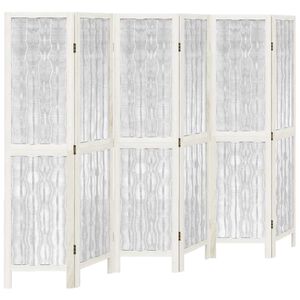 vidaXL Cloison de s&eacute;paration 6 panneaux blanc bois de paulownia massif