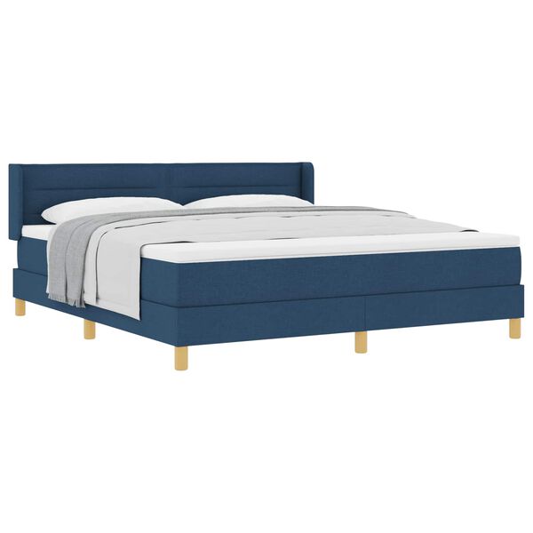 vidaXL Lit &agrave; Ressorts avec matelas Bleu 180 x 200 cm tissu