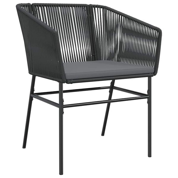 vidaXL Ensemble &agrave; manger de jardin coussins 9pcs noir poly rotin verre