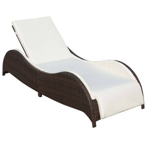vidaXL Chaise longue avec coussin R&eacute;sine tress&eacute;e Marron