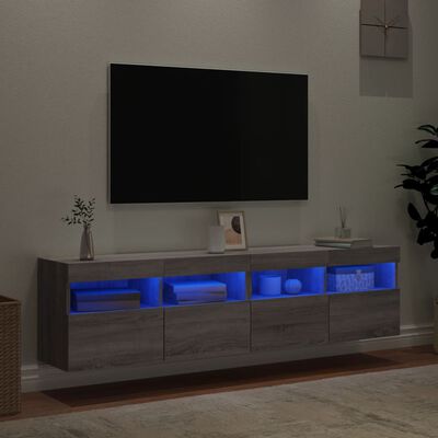 vidaXL Meubles TV muraux et lumières LED 2pcs sonoma gris 80x30x40 cm