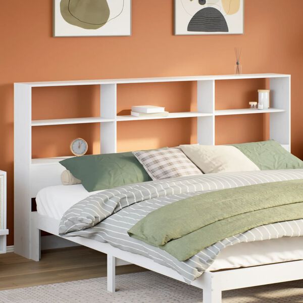 vidaXL T&ecirc;te de lit avec rangement blanc 180 cm bois massif de pin