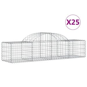 vidaXL Paniers &agrave; gabions arqu&eacute;s 25 pcs 200x50x40/60 cm fer galvanis&eacute;