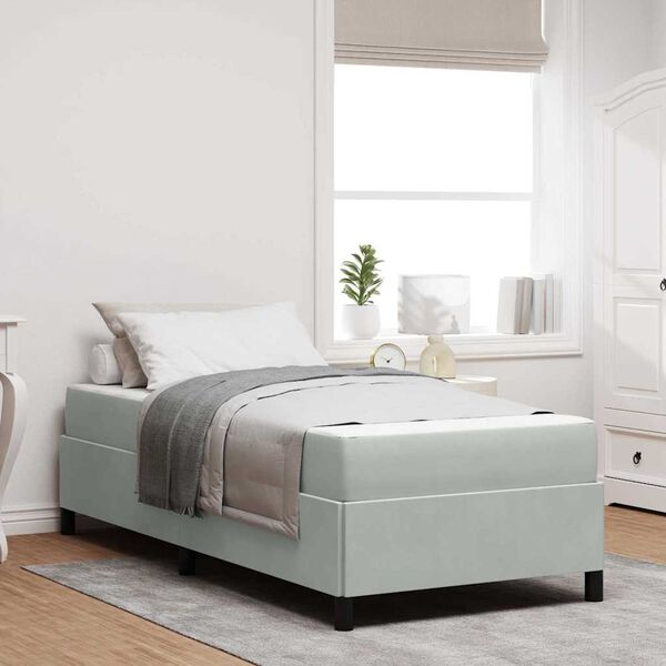 vidaXL Cadre de lit avec matelas Gris clair 90 x 190 cm tissu