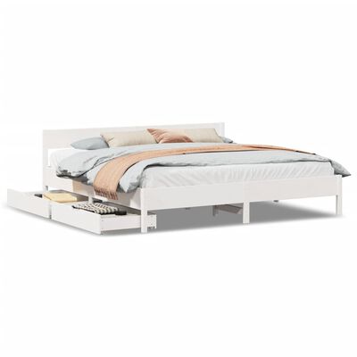 vidaXL Cadre de lit sans matelas blanc 200x200 cm bois massif de pin