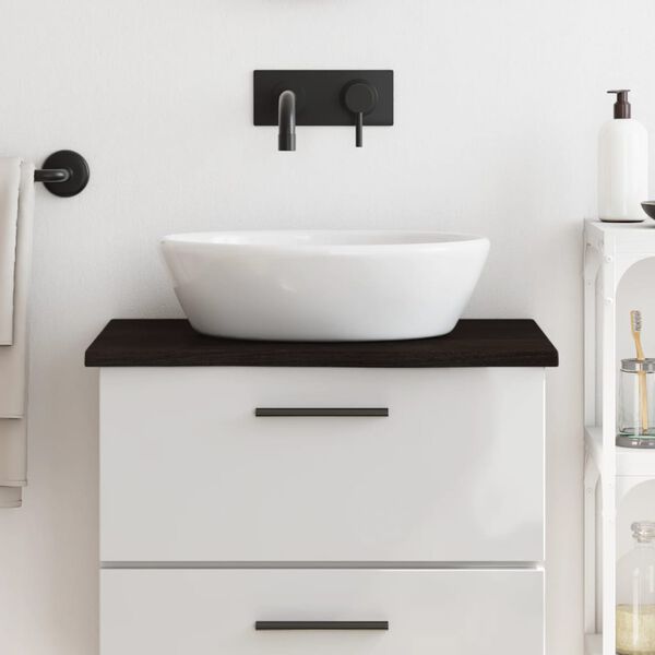 vidaXL Comptoir de salle de bain marron fonc&eacute; 60x50x2 cm bois trait&eacute;