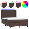 vidaXL Sommier &agrave; lattes de lit matelas LED Marron 140x200cm Similicuir