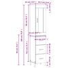 vidaXL Buffet haut Blanc 34,5x34x180 cm Bois d'ing&eacute;nierie