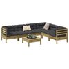 vidaXL Salon de jardin 7 pcs avec coussins bois de pin impr&eacute;gn&eacute;