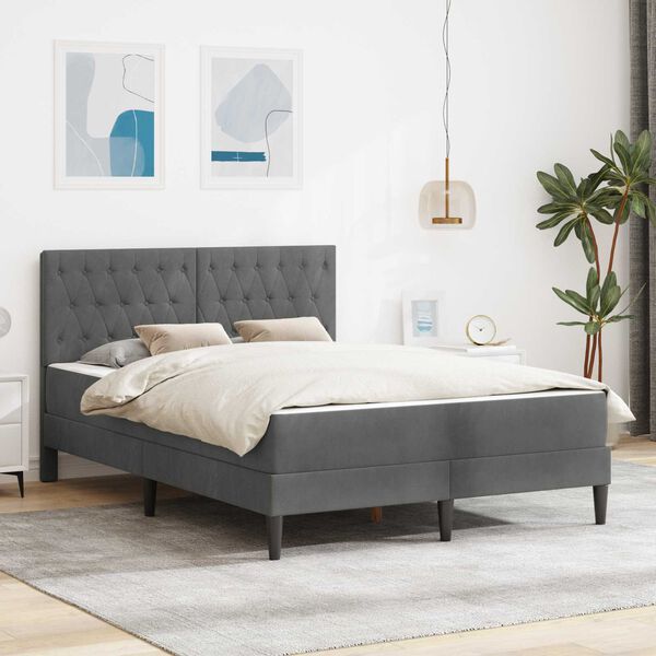 vidaXL Cadre de lit avec matelas Gris fonc&eacute; 120 x 190 cm Velours