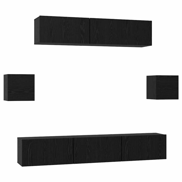 vidaXL Ensemble meuble TV 7 pcs Ch&ecirc;ne noir Bois d'ing&eacute;nierie