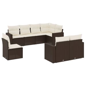 vidaXL Salon de jardin 8 pcs avec coussins marron r&eacute;sine tress&eacute;e
