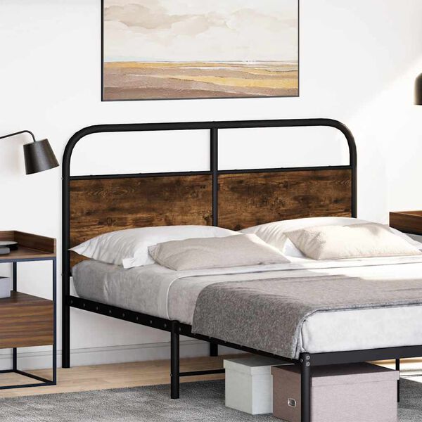 vidaXL T&ecirc;te de lit ch&ecirc;ne fum&eacute; 135 cm acier et bois d'ing&eacute;nierie