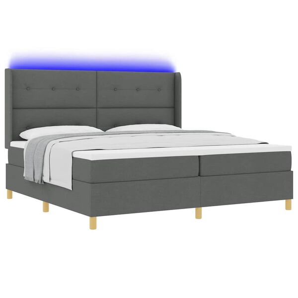 vidaXL Lit &agrave; ressorts avec matelas Gris 140 x 200 cm tissu