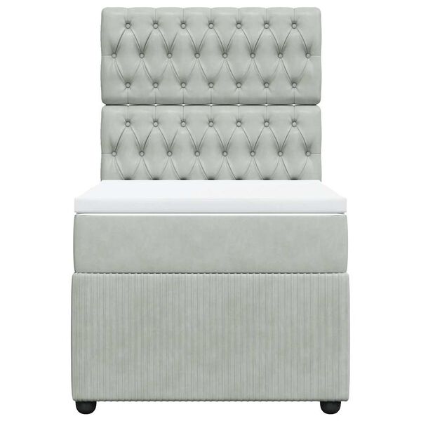 vidaXL Sommier &agrave; lattes de lit et matelas Gris clair 90x200 cm Velours