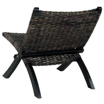 vidaXL Chaise de relaxation Noir Rotin naturel kubu et bois d'acajou
