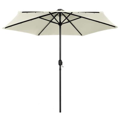 vidaXL Parasol avec LED et mât en aluminium 270 cm Blanc sable