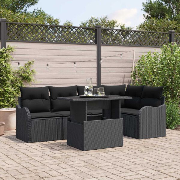 vidaXL Ensemble de canap&eacute; de jardin 6 pcs Noir Poly Rattan