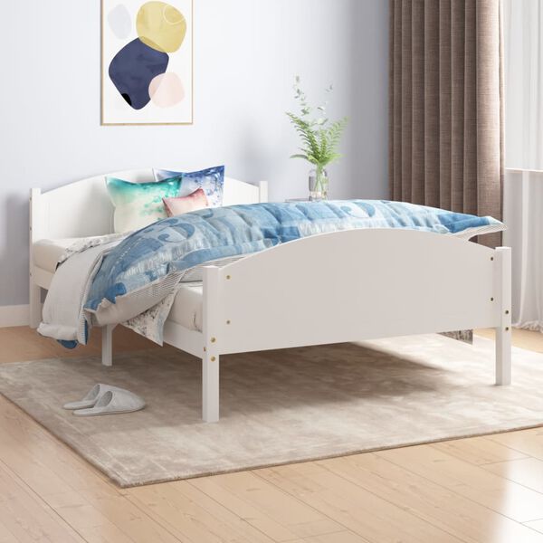 vidaXL Cadre de lit sans matelas blanc bois de pin massif 160x200 cm