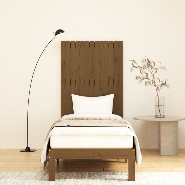 vidaXL T&ecirc;te de lit murale Marron miel 82,5x3x110 cm Bois massif de pin