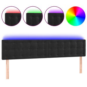 vidaXL T&ecirc;te de lit &agrave; LED Noir 160x5x78/88 cm Velours