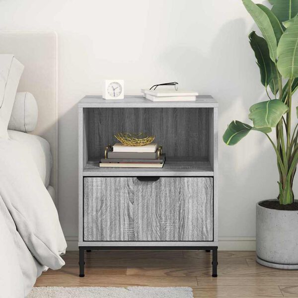 vidaXL Cabinet de chevet Sonoma gris 49 x 36 x 61 cm Bois d'ing&eacute;nierie