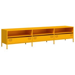 vidaXL Meuble TV jaune moutarde 202x39x43,5 cm acier lamin&eacute; &agrave; froid