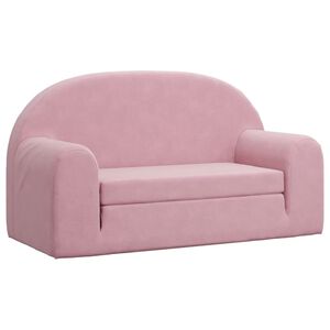 vidaXL Canap&eacute;-lit pour enfants 2 places rose peluche douce